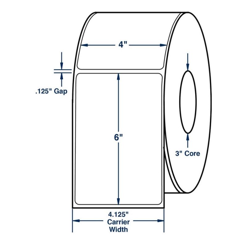 4" x 6" Thermal Transfer Labels, Aggressive Adhesive. (1,000 Labels per Roll, 4 Rolls per Carton)