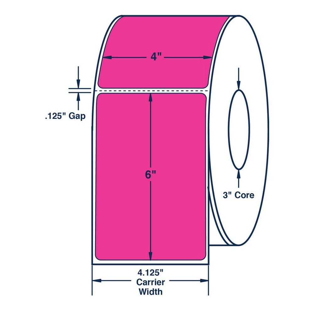 4" x 6" Fluorescent Pink Thermal Transfer Labels, 1000 per roll (4 Rolls per Carton) - Image 2