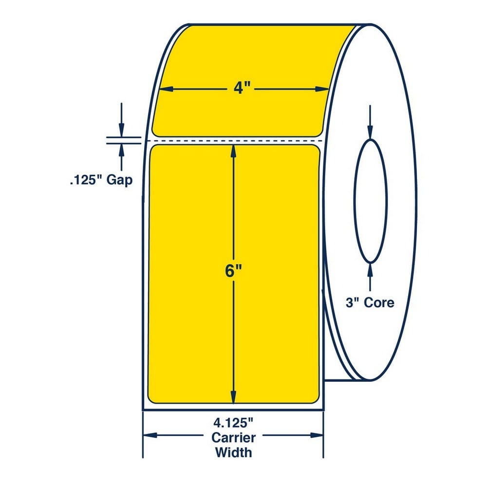 4" x 6" Fluorescent Yellow Thermal Transfer Labels, 1000 per roll (4 Rolls per Carton) - Image 2