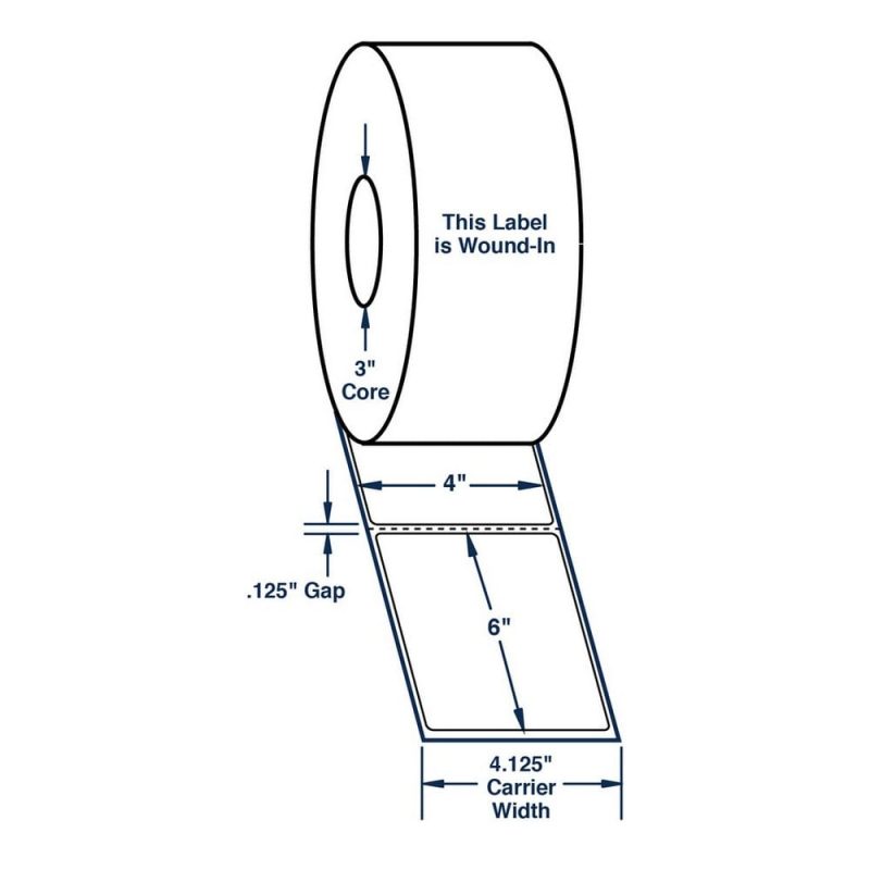 4" x 6" White Wound In Label w/ Perf Thermal Transfer Labels, Perfed, 1000 per roll (4 Rolls per Carton)