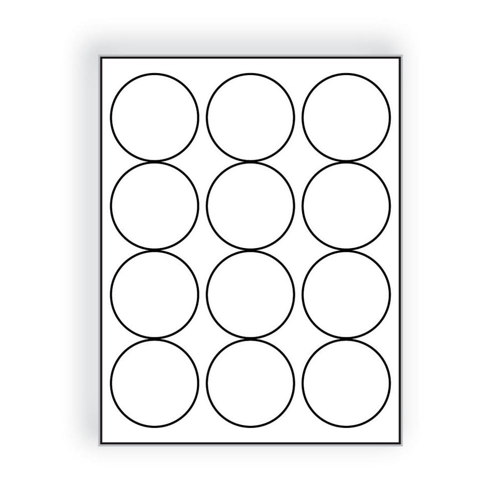Laser Label Sheet, 2-1/2", Bright White Circles, Laser Finish, Flat Sheet and Pre-Die Cut Labels (Box of 100)