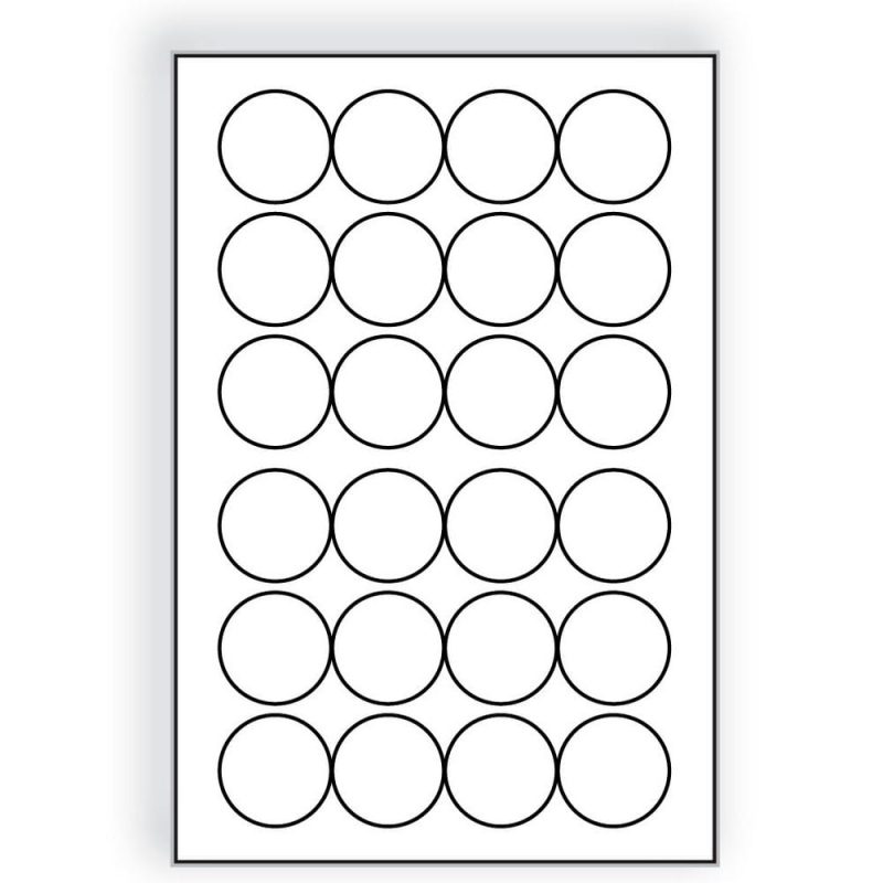 Large Laser Label Sheet, 2-1/2", White Semi-Gloss Circles, Laser Finish, Flat Sheet, Pre-Cut Die Labels (Box of 500)