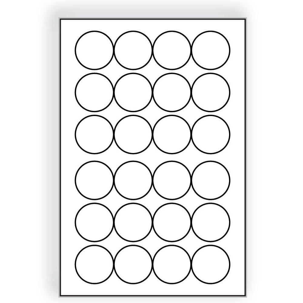Large Laser Label Sheet, 2-1/2", White Semi-Gloss Circles, Laser Finish, Flat Sheet, Pre-Cut Die Labels (Box of 500)