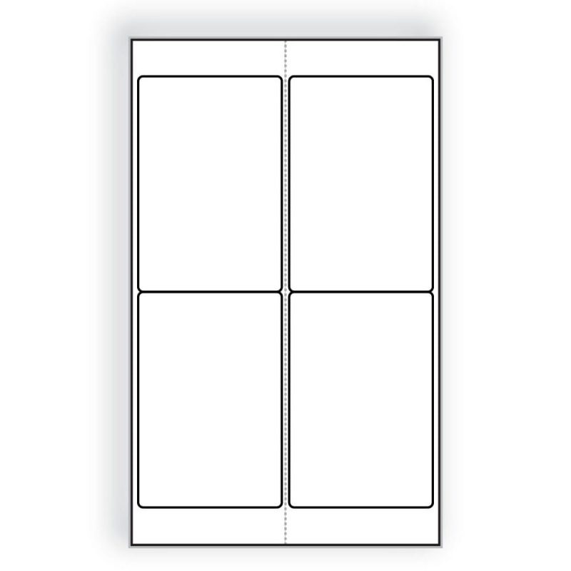 Large Laser Label Sheet, 4" x 6", Bright White, Perf Down the Middle, Flat Sheet, Pre-Cut Die Labels (Box of 1000)