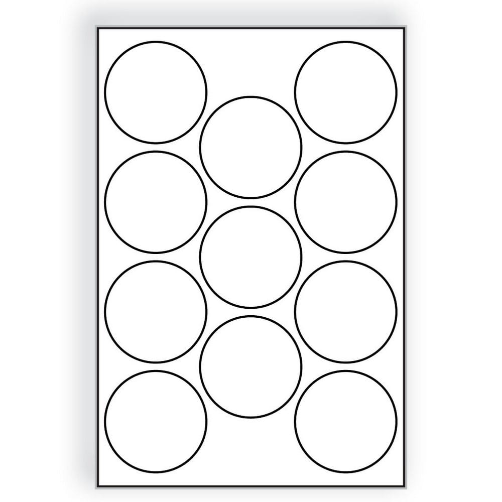 Large Laser Label Sheet, 4", White Semi-Gloss Circles, Laser Finish, Flat Sheet, Pre-Cut Die Labels (Box of 500)