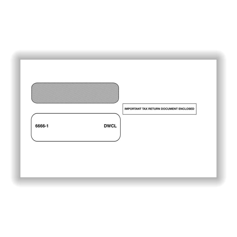 Double Window Envelope for W-2 2-Up, Gum-Seal, Pack of 25