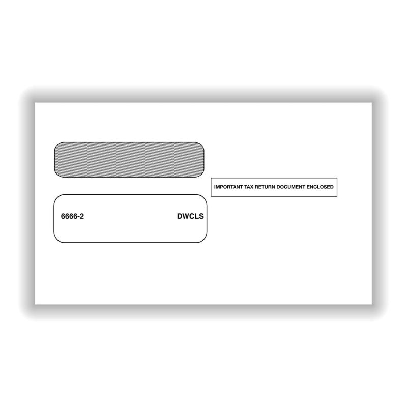 Double Window Envelope for W-2 2-Up, Self-Seal, Box of 500