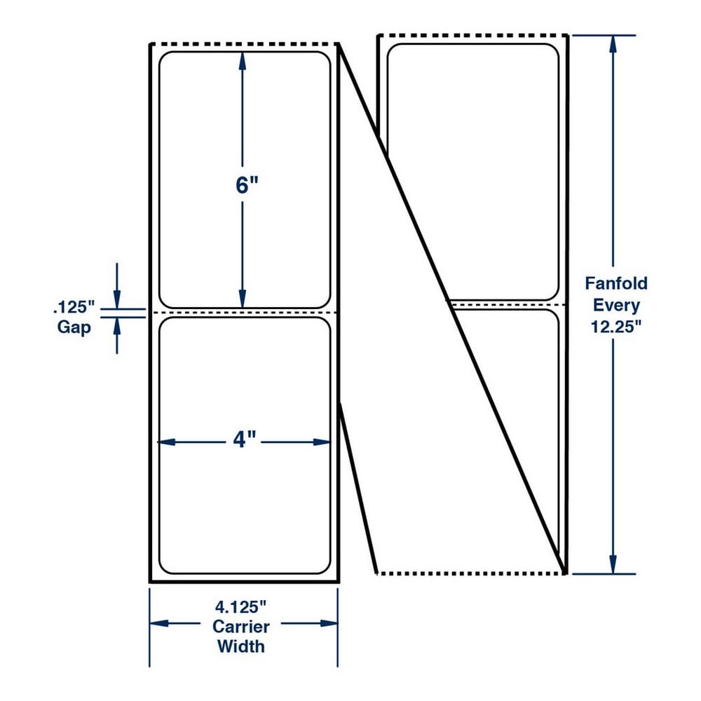4"x 6" White General Use Label w/ Perf - fanfolded Thermal Transfer Labels, Perfed, 2000 per stack (2 Stacks per Carton) - Image 2