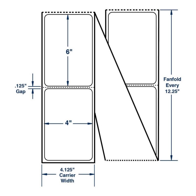 4"x 6" White General Use Label w/ Perf - fanfolded Thermal Transfer Labels, Perfed, 2000 per stack (2 Stacks per Carton)