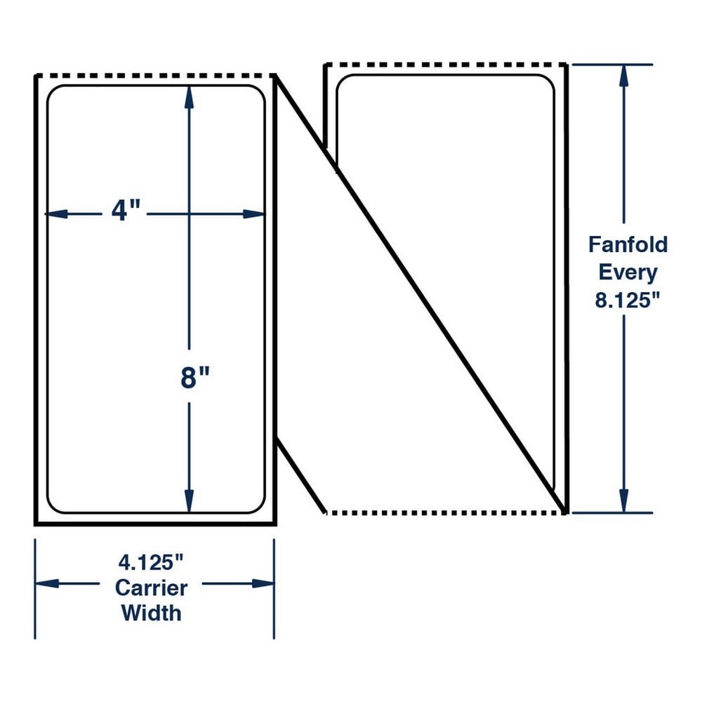 4" x 8" White Fanfolded Labels Thermal Transfer Labels, Perfed, 970 per stack (3 Stacks per Carton) - Image 2