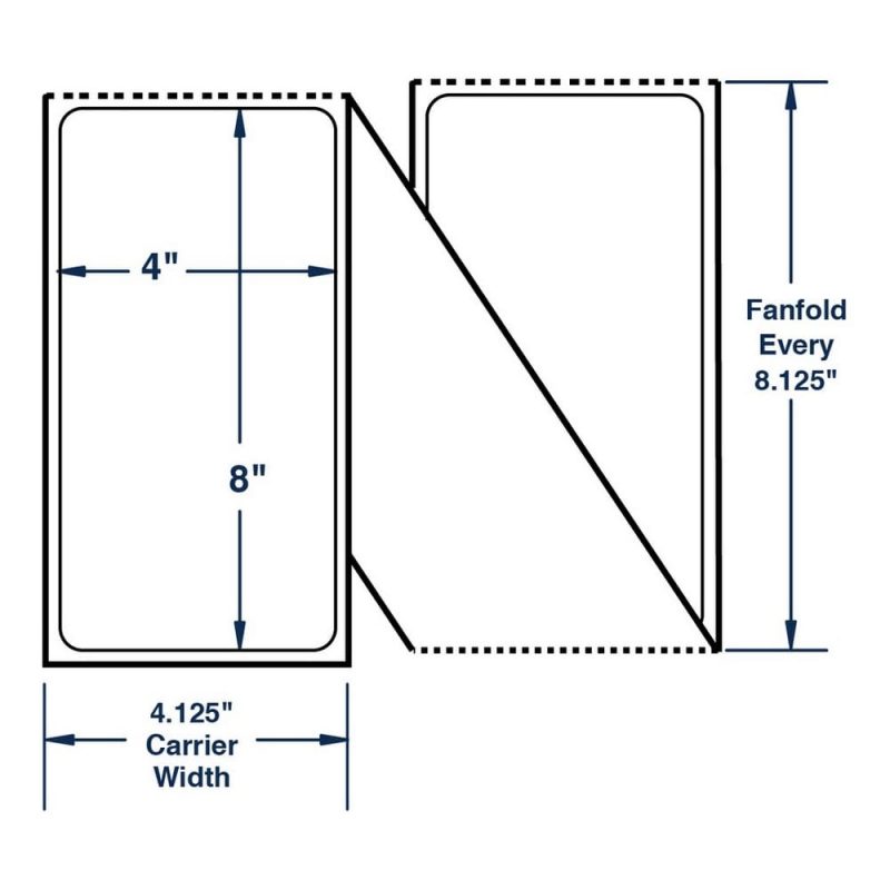 4" x 8" White Fanfolded Labels Thermal Transfer Labels, Perfed, 970 per stack (3 Stacks per Carton)