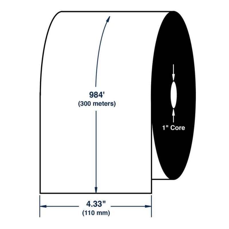 4.33" x 984' Thermal Transfer Ribbons for Zebra Printers (1 Ribbon)