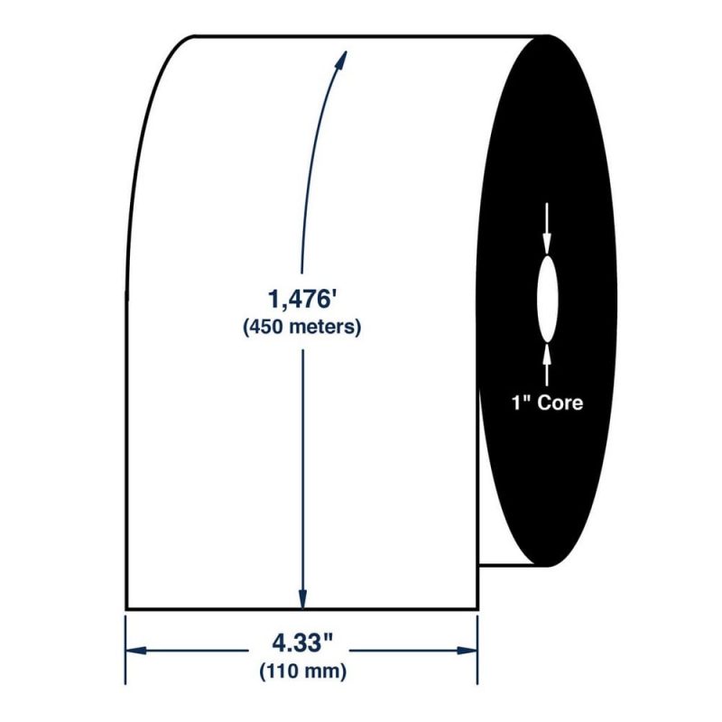 4.33" x 1476' Thermal Transfer Ribbons for Zebra Printers (1 Ribbon)