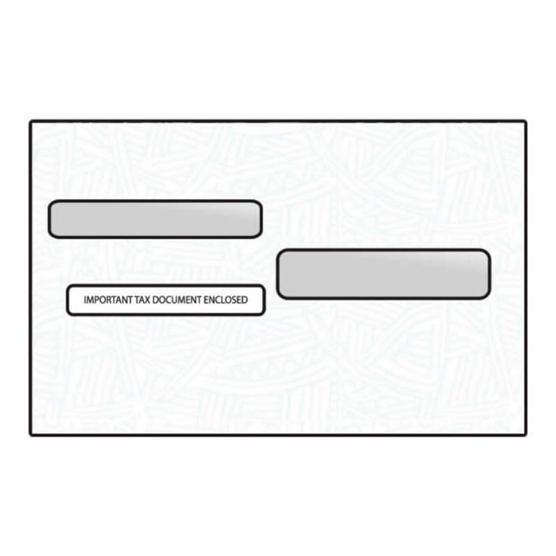 W-2 Two-Wide Forms Double Poly Window Envelopes, 5-5/8" x 9", 24#, White, Blue Wesco Inside Tint (Box of 500)