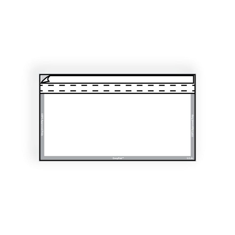 Kwik-Tak Booklet, 9" x 12", Clear Polypropylene, White Imprint on Border: "EnvyPak" & "USPS Approved Poly" (Box of 500)