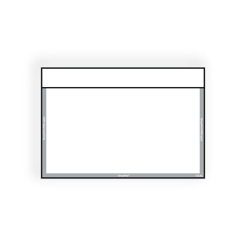 EnvyPak Booklet, 9" x 12", Clear Polypropylene, White Imprint: "EnvyPak"&"USPS Approved Poly", No Seal (Box of 500)