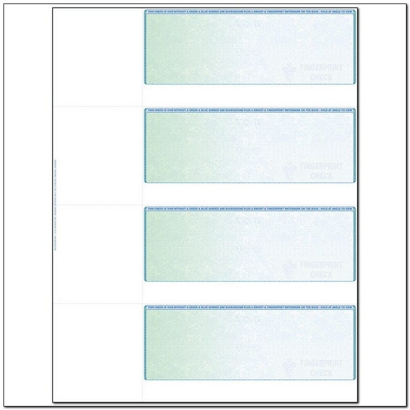 Green to Blue Rainbow Laser Check, All Position, Fingerprint, Panels at 2-3/4 - 2-3/4 - 2-3/4 - 2-3/4 (Ream of 500)