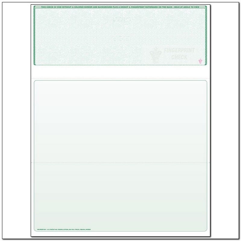 Green Laser Check, Top Position, Fingerprint II, Panels at 3-1/2 - 4 - 3-1/2 (Ream of 500)