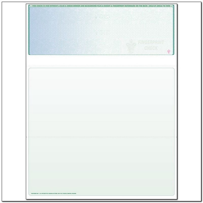 Blue to Green Rainbow Laser Check, Top Position, Fingerprint II, Panels at 3-1/2 - 4 - 3-1/2 (Ream of 500)
