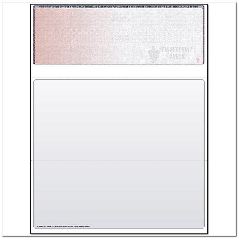 Red to Gray Rainbow Laser Check, Top Position, Fingerprint II, Panels at 3-1/2 - 4 - 3-1/2 (Ream of 500)