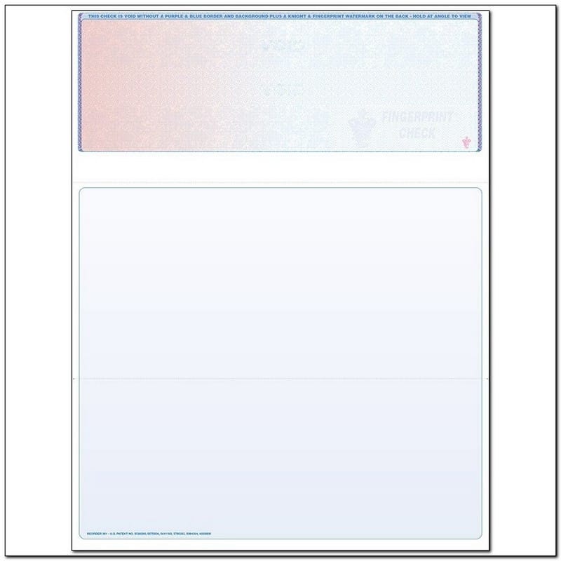 Red to Blue Rainbow Laser Check, Top Position, Fingerprint II, Panels at 3-1/2 - 4 - 3-1/2 (Ream of 500)