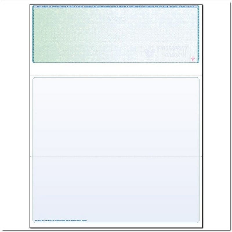 Green to Blue Rainbow Laser Check, Top Position, Fingerprint II, Panels at 3-1/2 - 4 - 3-1/2 (Ream of 500)
