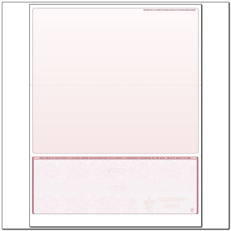 Burgundy Laser Check, Bottom Position, Fingerprint II, Panels at 4 - 3-1/2 - 3-1/2 (Ream of 500)