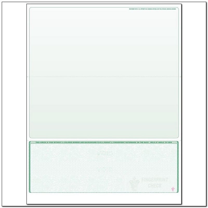 Green Laser Check, Bottom Position, Fingerprint II, Panels at 4 - 3-1/2 - 3-1/2 (Ream of 500)