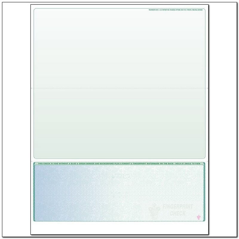Blue to Green Rainbow Laser Check, Bottom Position, Fingerprint II, Panels at 4 - 3-1/2 - 3-1/2 (Ream of 500)