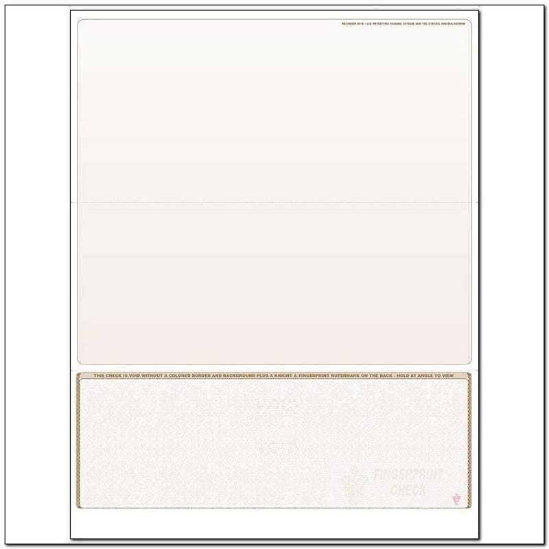 Brown Laser Check, Bottom Position, Fingerprint II, Panels at 4 - 3-1/2 - 3-1/2 (Ream of 500)