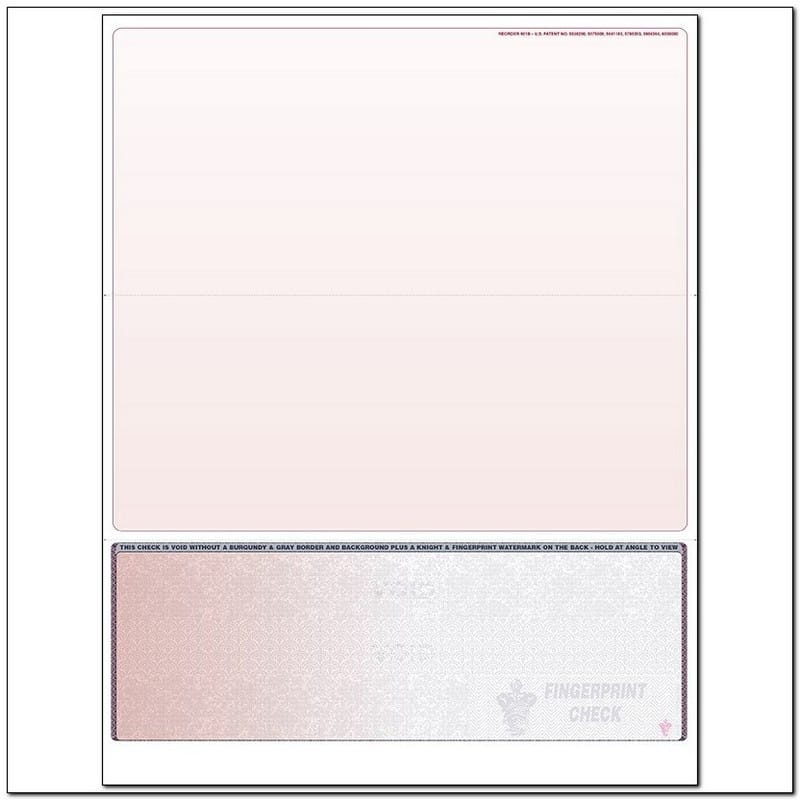 Red to Gray Rainbow Laser Check, Bottom Position, Fingerprint II, Panels at 4 - 3-1/2 - 3-1/2 (Ream of 500)