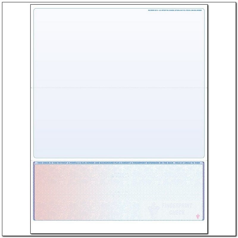 Red to Blue Rainbow Laser Check, Bottom Position, Fingerprint II, Panels at 4 - 3-1/2 - 3-1/2 (Ream of 500)
