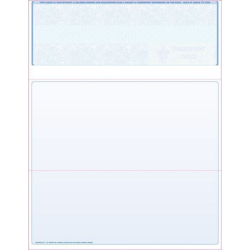 Blue Laser Check, Bottom Position, Fingerprint II, Panels at 7-1/2 - 3-1/2 (Carton of 500)