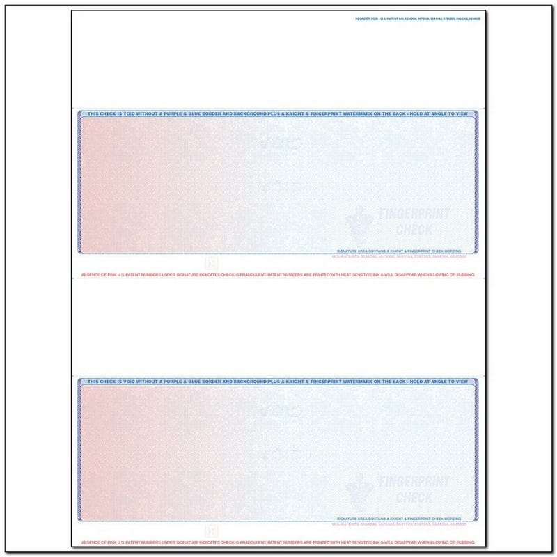 Red to Blue Rainbow Laser Check, Bottom Position, Fingerprint II, Panels at 2 - 3-1/2 - 2 - 3-1/2 (Ream of 500)
