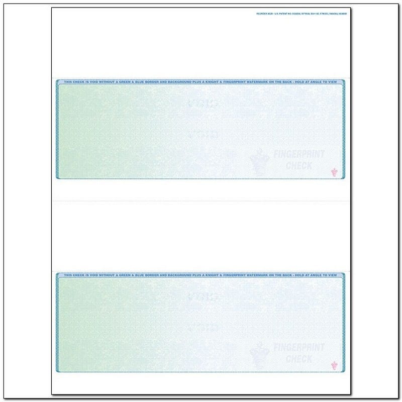 Green to Blue Rainbow Laser Check, Bottom Position, Fingerprint II, Panels at 2 - 3-1/2 - 2 - 3-1/2 (Ream of 500)