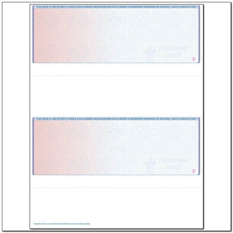 Red to Blue Rainbow Laser Check, Top Position, Fingerprint II, Panels at 3-1/2 - 2 - 3-1/2 - 2 (Ream of 500)
