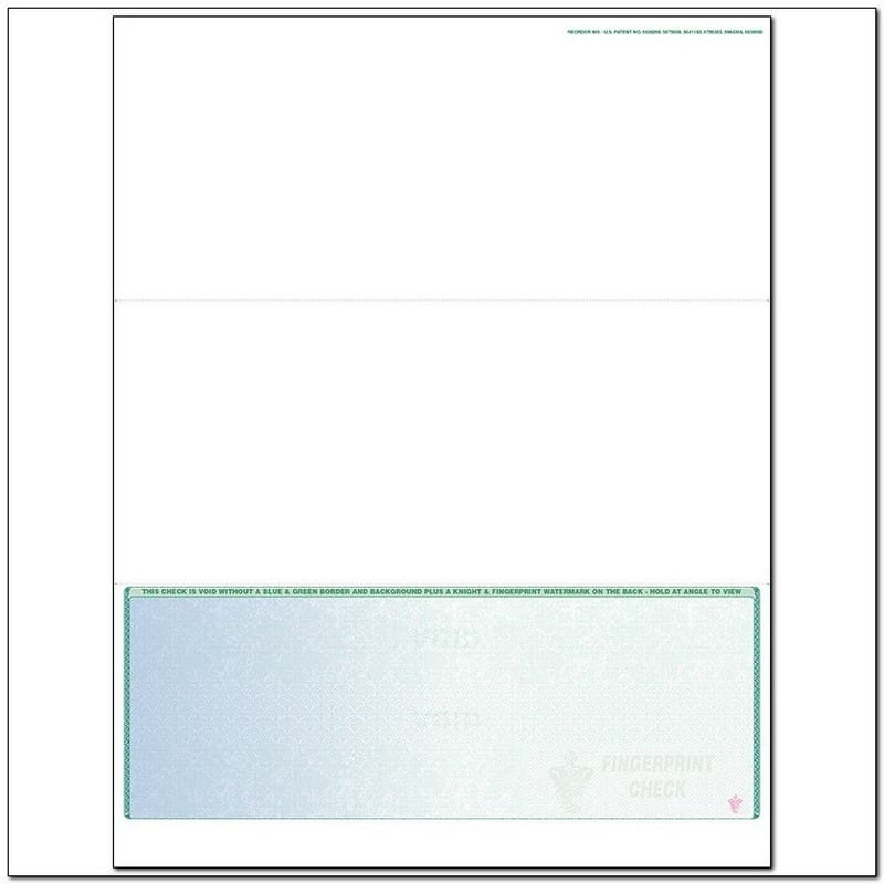 Blue to Green Rainbow Laser Check, Bottom Position, Fingerprint II, Tri-Fold (Ream of 500)