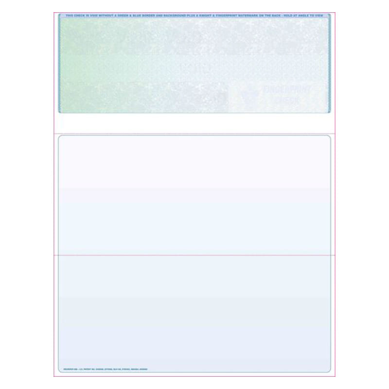 Green to Blue Rainbow Laser Check, Top Position, Fingerprint II, Panels at 3-2/3 - 7-1/3 (Ream of 500)