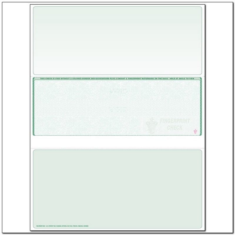 Green Laser Check, Middle Position, Fingerprint II, Panels at 3-1/2 - 3-1/2 - 4 (Ream of 500)