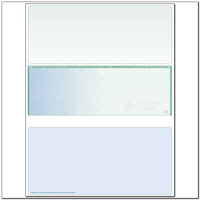 Blue to Green Rainbow Laser Check, Middle Position, Fingerprint II, Panels at 3-1/2 - 3-1/2 - 4 (Ream of 500)