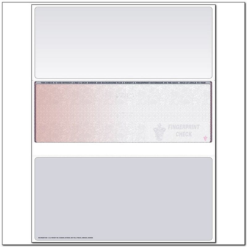 Red to Gray Rainbow Laser Check, Middle Position, Fingerprint II, Panels at 3-1/2 - 3-1/2 - 4 (Ream of 500)
