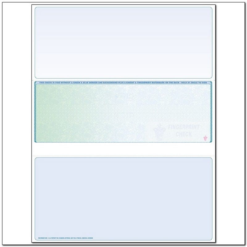 Green to Blue Rainbow Laser Check, Middle Position, Fingerprint II, Panels at 3-1/2 - 3-1/2 - 4 (Ream of 500)