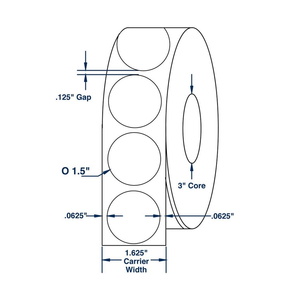 1.5" x 1.5" White Wafer Tab Seals 4000 Labels per Roll (15 Rolls per Carton) - Image 2