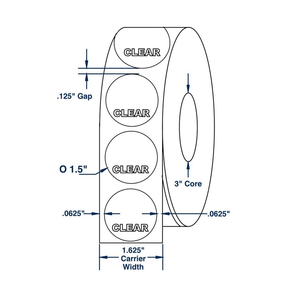 1.5" x 1.5" Translucent Wafer Tab Seals 4000 Labels per Roll (15 Rolls per Carton) - Image 2
