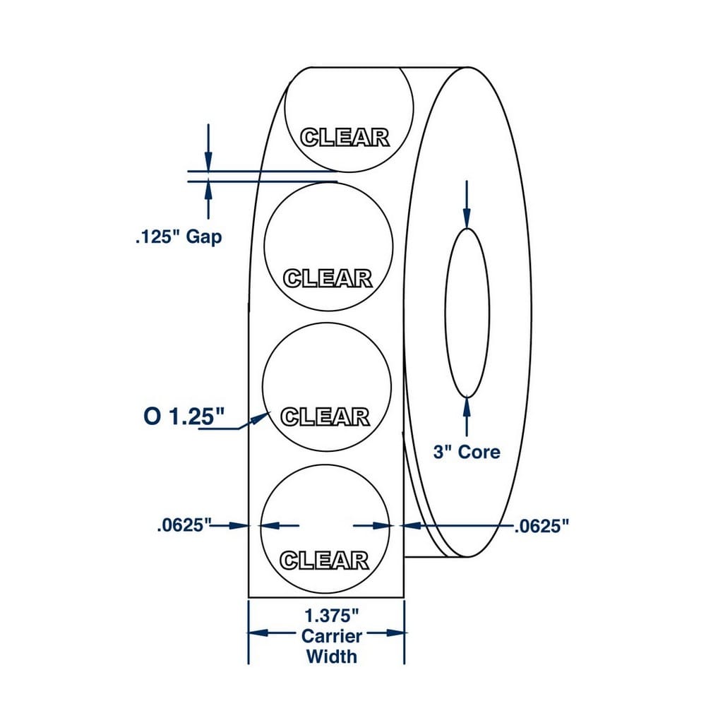 1.5" x 1.5" Clear Wafer Tab Seals 5000 Labels per Roll (10 Rolls per Carton) - Image 2