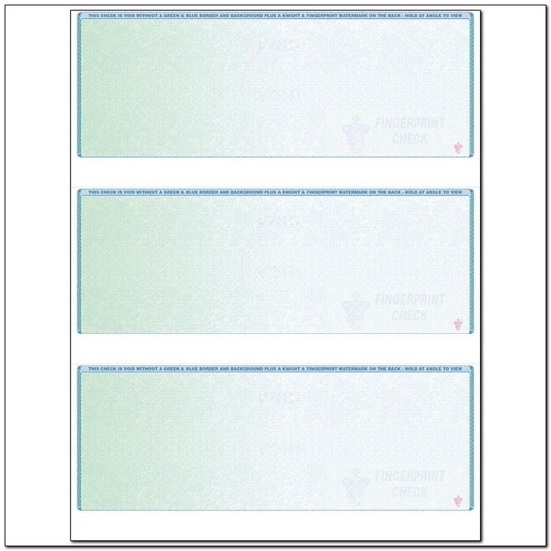Green to Blue Rainbow Laser Check, All Position, Fingerprint II, Tri-Fold (Ream of 500)
