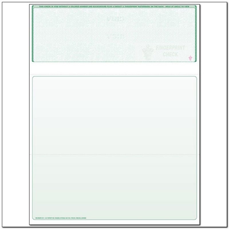 Green Laser Check, Top Position, Fingerprint II, Panels at 3-1/2 - 3-1/2 - 4 (Ream of 500)
