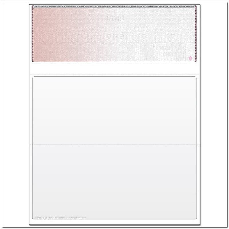 Red to Green Rainbow Laser Check, Top Position, Fingerprint II, Panels at 3-1/2 - 3-1/2 - 4 (Ream of 500)