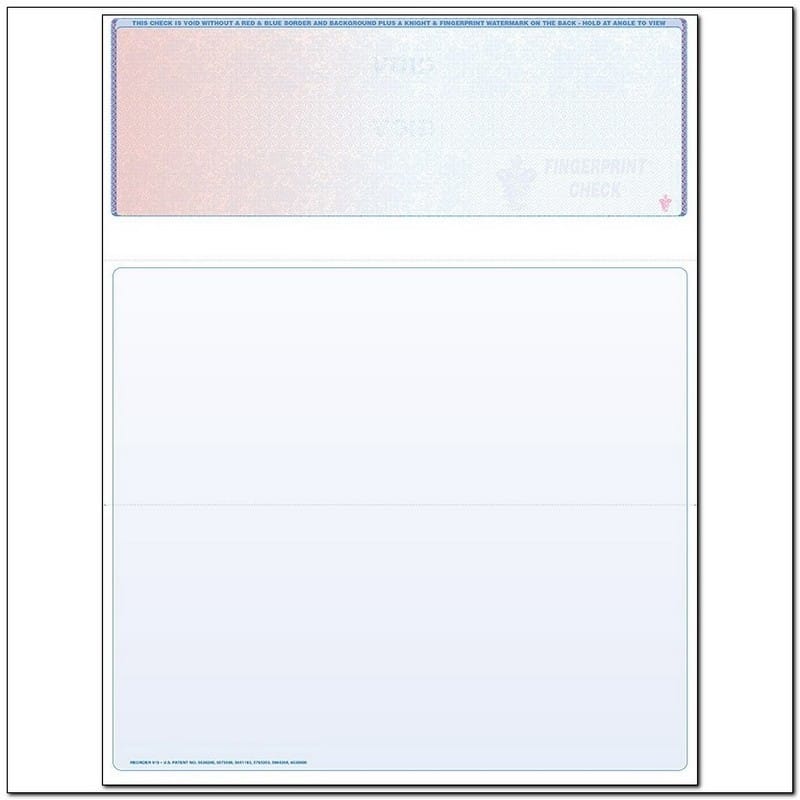 Red to Blue High Security Laser Check Paper, Top Position, Fingerprint II (Ream of 500)