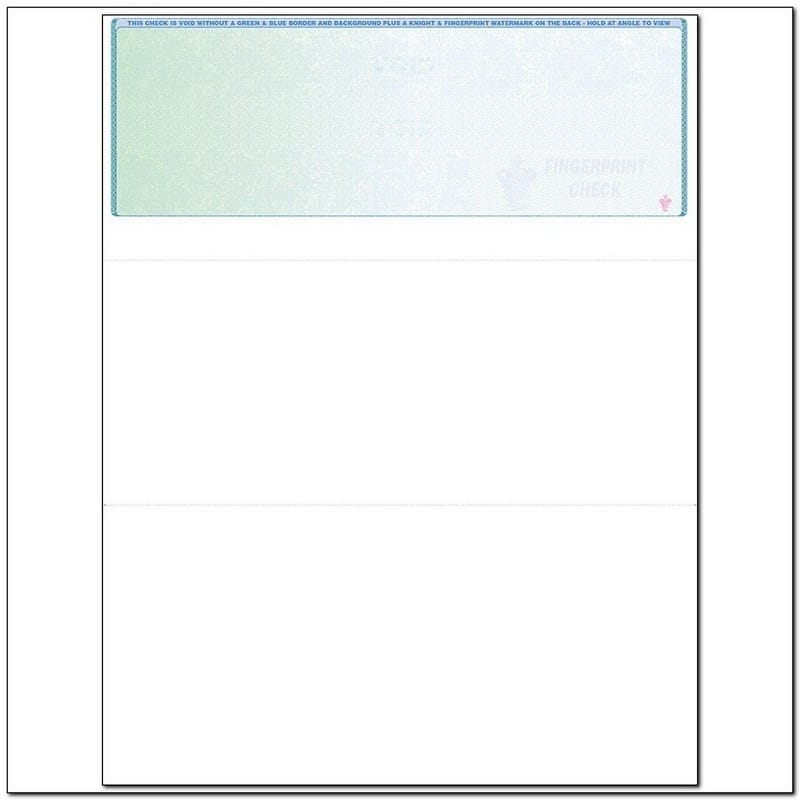Green to Blue Rainbow Laser Check, Top Position, Fingerprint II, Panels at 3-1/2 - 3-1/2 - 4 (Ream of 500)